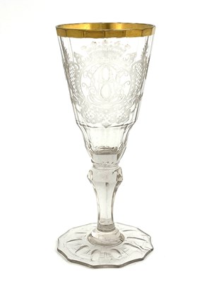 Lot 530 - A Silesian Warmbrunn engraved wine glass, the...