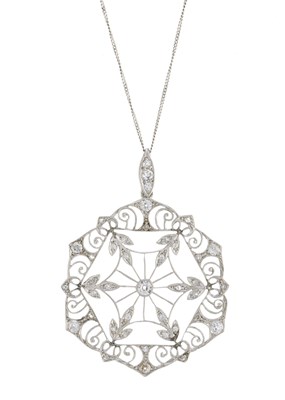 Lot 6 - An Edwardian platinum vari-cut diamond foliate...