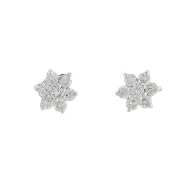Lot 15 - A pair of 18ct gold brilliant-cut diamond...