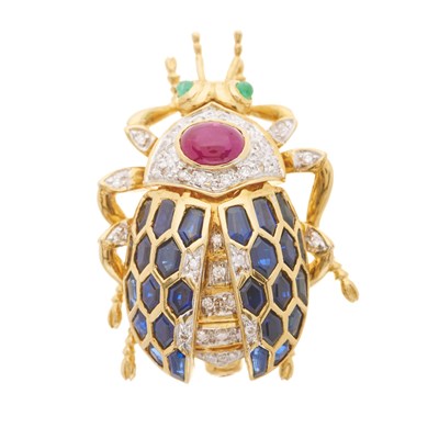 Lot 22 - An 18ct gold diamond and sapphire beetle bug...