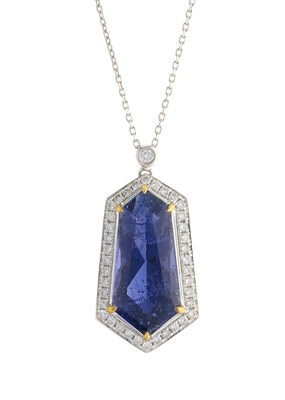 Lot 29 - An 18ct gold fancy-shape iolite and...