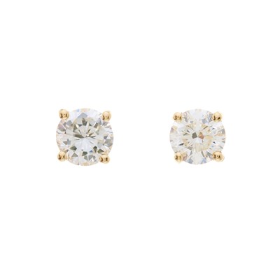Lot 32 - A pair of 14ct gold brilliant-cut diamond stud...