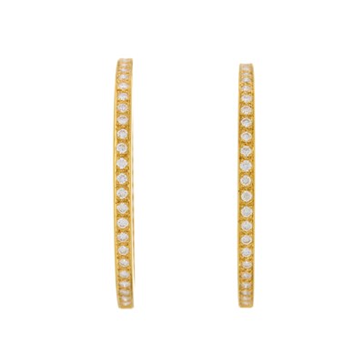 Lot 42 - A large pair of 18ct gold brilliant-cut...