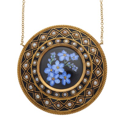 Lot 45 - A late 19th century gold, black enamel and...