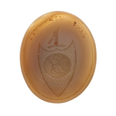 Lot 46 - A late Georgian banded agate intaglio seal fob,...