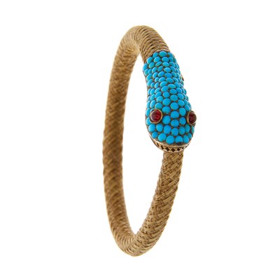 Lot 51 - A mid Victorian woven hair and gold, pave-set...