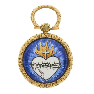 Lot 52 - A William IV gold and enamel memorial fob...