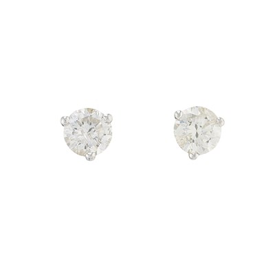 Lot 65 - A pair of 14ct gold brilliant-cut diamond...