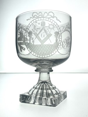 Lot 443 - A George III masonic engraved rummer, circa...