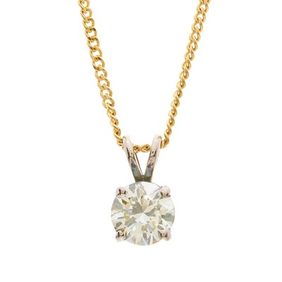 Lot 102 - A brilliant-cut diamond single-stone pendant,...