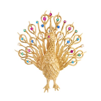 Lot 116 - An 18ct gold multi-gem brooch, designed as a...