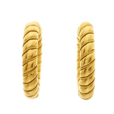 Lot 151 - Ilias Lalaounis, a pair of 18ct gold hinged...