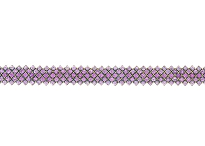 Lot 155 - A 14ct gold pink sapphire five-row line...