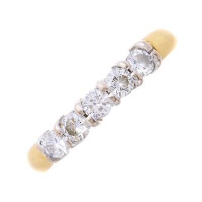 Lot 183 - An 18ct gold brilliant-cut diamond five-stone...