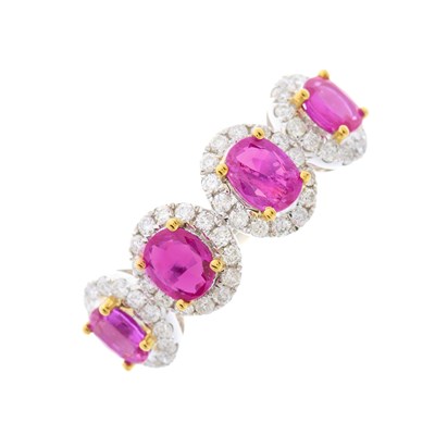 Lot 185 - An 18ct gold ruby and brilliant-cut diamond...