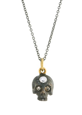 Lot 190 - A silver and 18ct gold old-cut diamond memento...