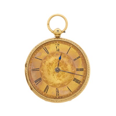 Lot 207 - A mid 19th century 18ct gold open face pocket...