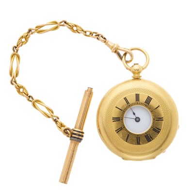 Lot 210 - A late 19th century 18ct gold fob watch,...