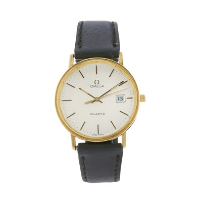 Lot 212 - Omega, a 9ct gold date wrist watch, signed...