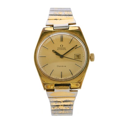 Lot 215 - Omega, a gold plated Geneve bracelet watch,...