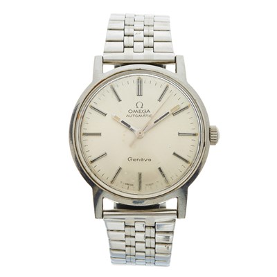 Lot 218 - Omega, a stainless steel Geneve bracelet watch,...