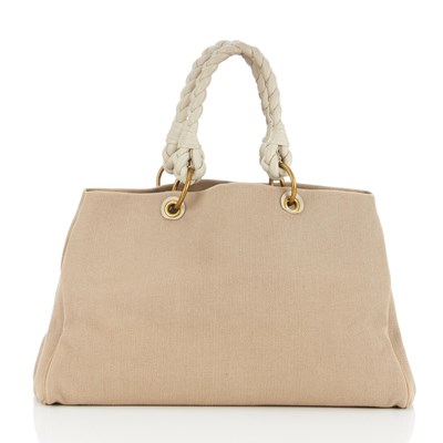 Lot 259 - Bottega Veneta, a large beige canvas tote,...