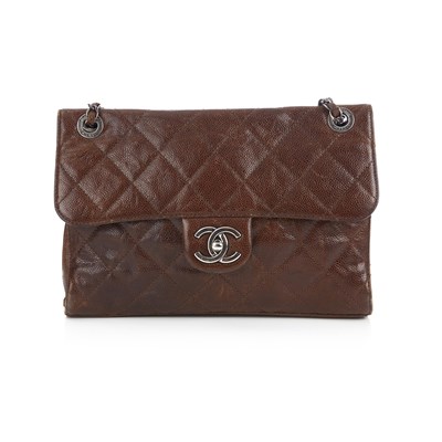 Lot 289 - Chanel, a brown caviar leather Single Flap...