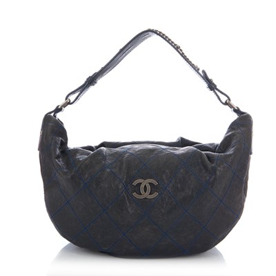 Lot 292 - Chanel, a black caviar Half Moon handbag,...