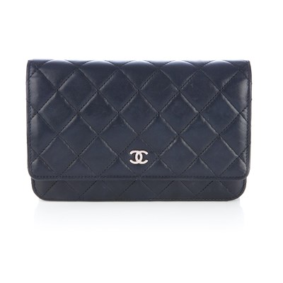Lot 297 - Chanel, a black leather Wallet On Chain...