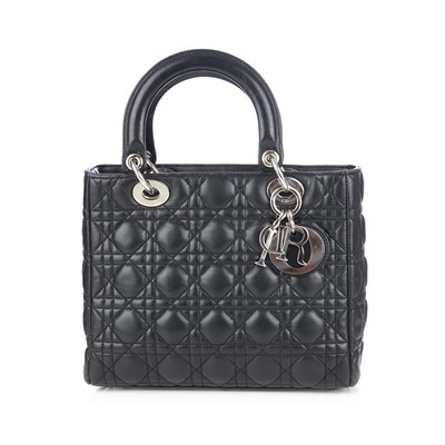 Lot 301 - Christian Dior, a black Lady Dior MM handbag,...