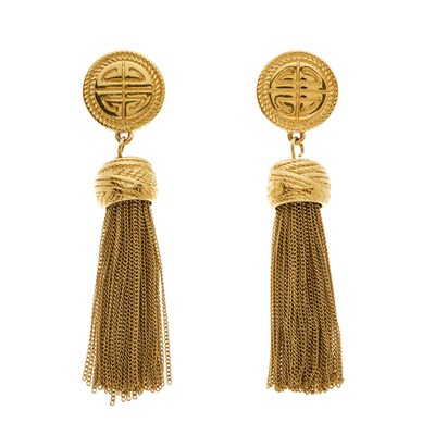 Lot 318 - Givenchy, a pair of vintage clip-on tassel...