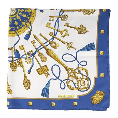Lot 332 - Hermes, a Les Clefs silk scarf, designed by...