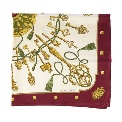 Lot 337 - Hermes, a Les Clefs silk scarf, designed by...