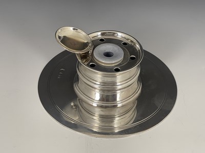 Lot 94 - A Victorian silver 17th century style inkwell,...