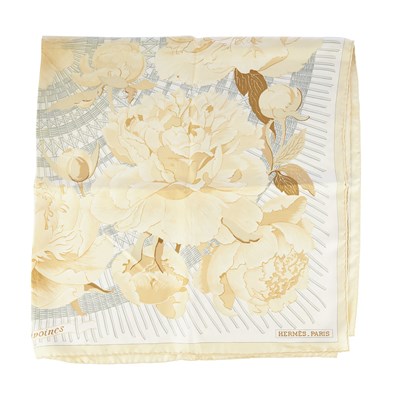 Lot 338 - Hermes, a Les Pivoines silk scarf, designed by...