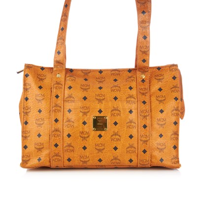 Lot 387 - MCM, a Visetos zip tote, designed with maker's...