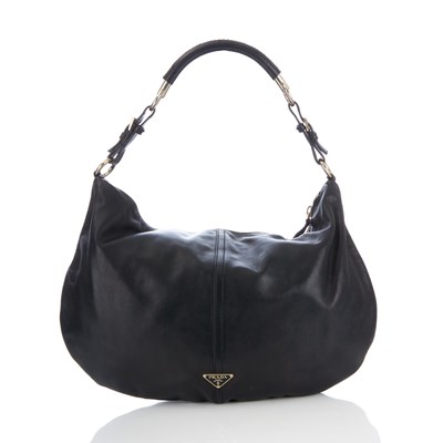 Lot 406 - Prada, a black calf leather hobo handbag,...