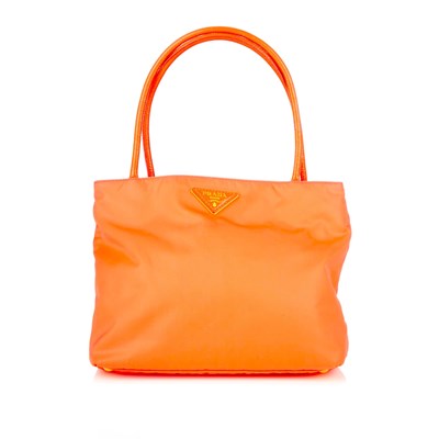 Lot 409 - Prada, an orange nylon tote, featuring maker's...