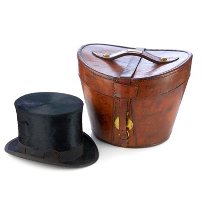 Lot 429 - A late Victorian moleskin top hat with fitted...