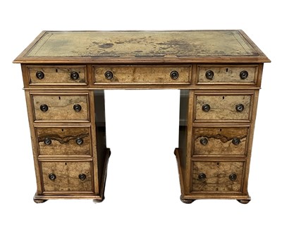 Lot 421 - A Victorian walnut twin pedestal desk, fitted...