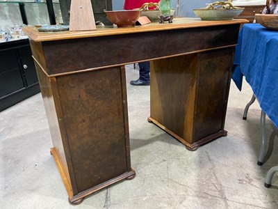 Lot 421 - A Victorian walnut twin pedestal desk, fitted...