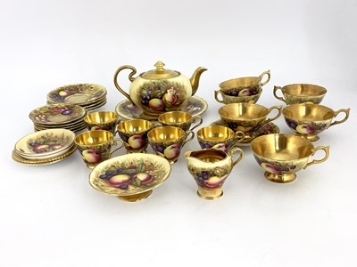 Lot 783 - D Jones for Aynsley, a fruit painted coffee set