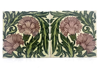 Lot 736A - William De Morgan, a Carnation double tile...