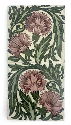 Lot 735A - William De Morgan, a Carnation double tile...