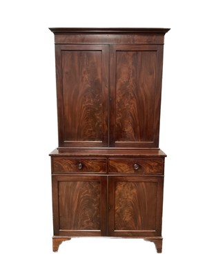 Lot 424A - A George III mahogany bookcase, top fitted...