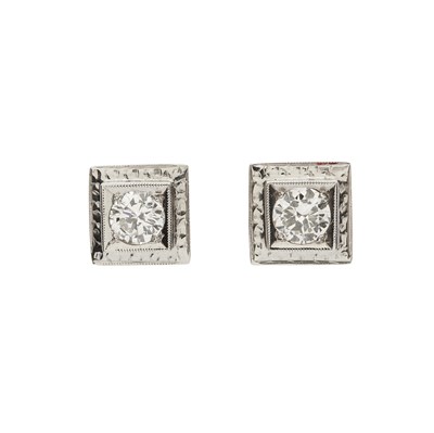 Lot 169 - A pair of 18ct gold diamond single-stone stud earrings