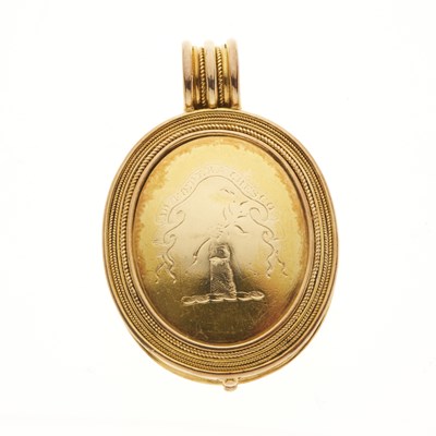 Lot 190 - A 19th century 18ct gold engraved locket pendant