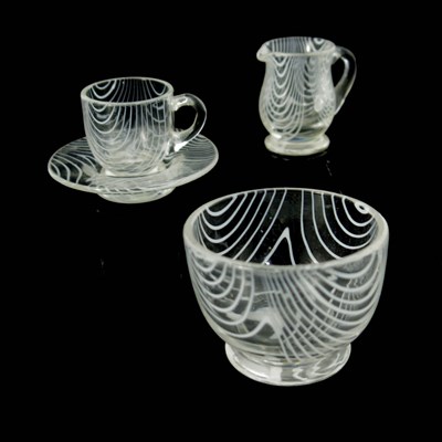 Lot 491 - A Victorian Nailsea glass miniature tea set,...