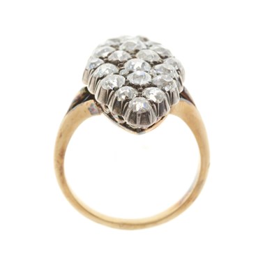 Lot 48 - A late Victorian old-cut diamond marquise-shape cluster ring