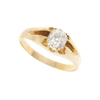 Lot 216 - A late Victorian gold diamond single-stone band ring